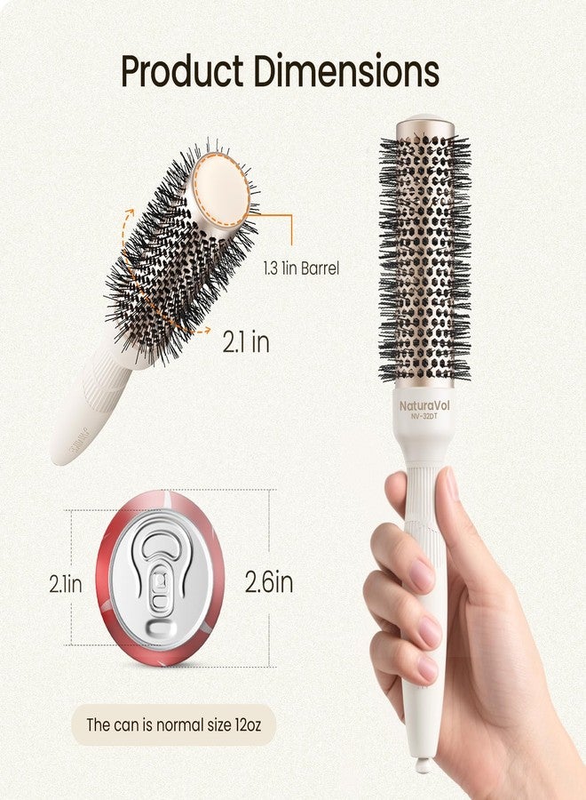 AIMIKE NaturaVol Round Brush for Blow Out, Small Round Hair Brush for Short Hair, Nano Thermal Ceramic Tech Hairbrush for Blow Drying & Curling, with 2 Clips (1.3 Inch Barrel, 2.1 Inch Bristle) - Image 3